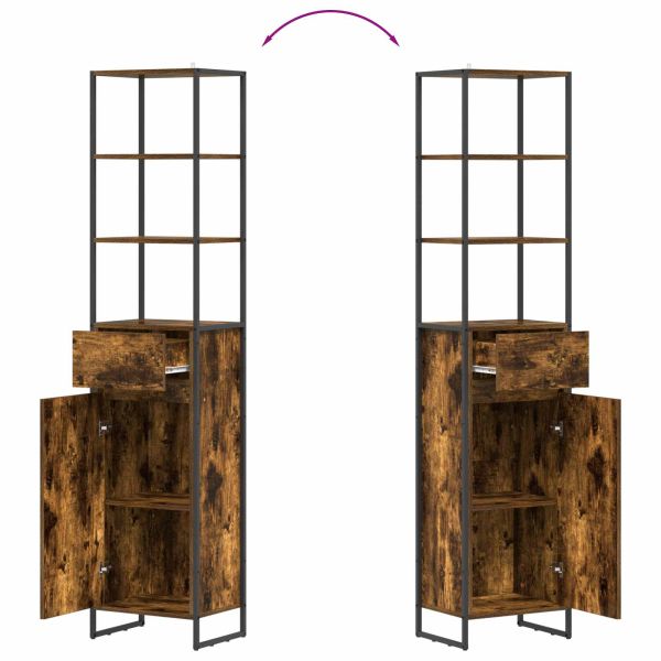 Шкаф за баня с врата Димящ дъб 40 x 30 x 180 см Инженерно дърво