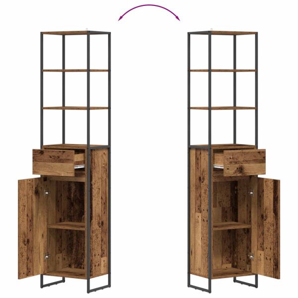 Шкаф за баня Старо дърво 40 x 30 x 180 см Инженерно дърво