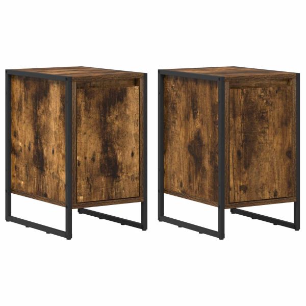 Нощно шкафче 2 pcs Димящ дъб 39,5 x 30 x 50 см Инженерно дърво