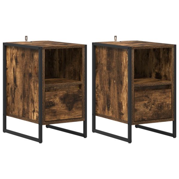 Нощно шкафче 2 pcs Димящ дъб 39,5 x 30 x 50 см Инженерно дърво