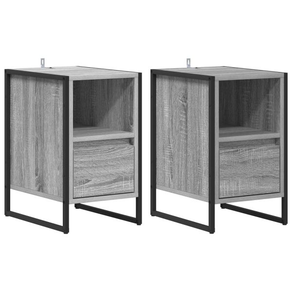 Нощно шкафче 2 pcs Сив Сонома 39,5 x 30 x 50 см Инженерно дърво