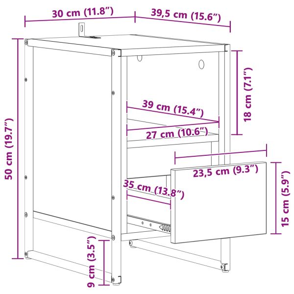 Нощно шкафче Дъб Артизан 39,5 x 30 x 50 см Инженерно дърво