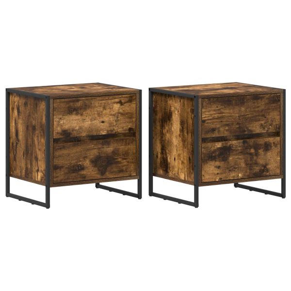 Нощно шкафче 2 pcs Димящ дъб 50 x 39.5 x 50 см Инженерно дърво
