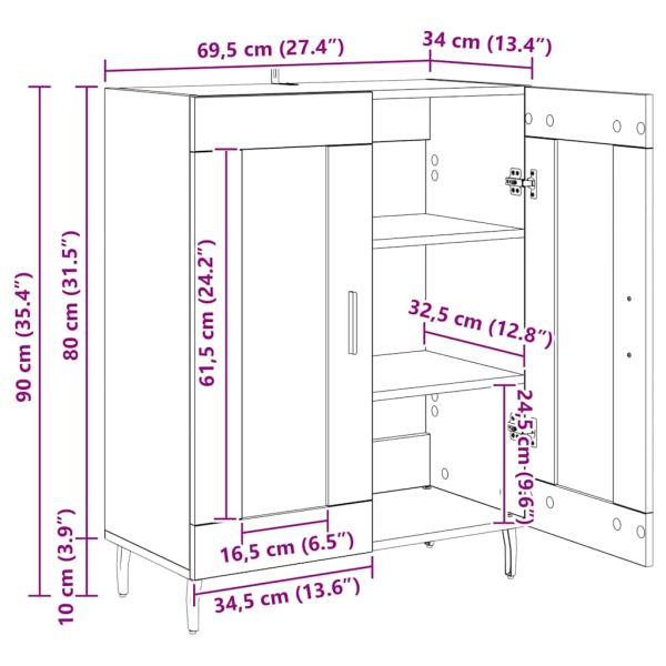 Служебен шкаф Черния дъб 69,5 x 34 x 90 см Инженерно дърво