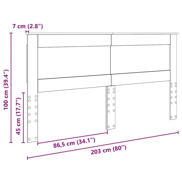 Облегалка за глава с таблото Бяло 200 cm Инженерно дърво