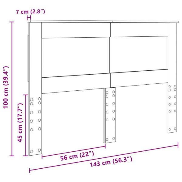 Облегалка за глава с таблото Бяло 140 cm Инженерно дърво