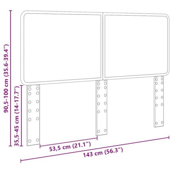 Облегалка за глава с таблото Сив Сонома 140 cm Инженерно дърво