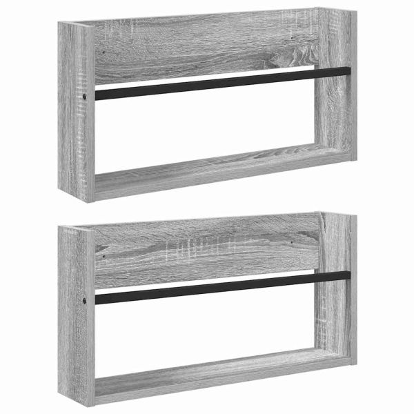 Етажерка за списания с рафт 2 pcs Сив Сонома 60 x 12 x 30 см