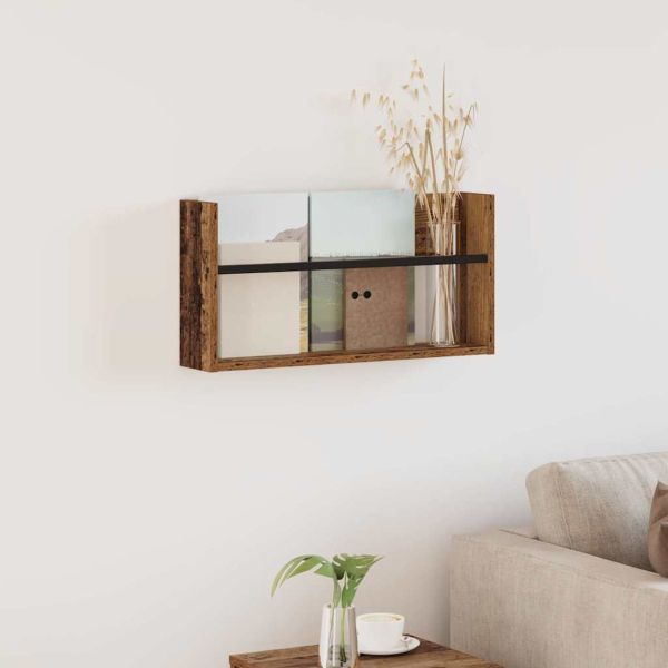 Етажерка за списания с рафт Старо дърво 60 x 12 x 30 см