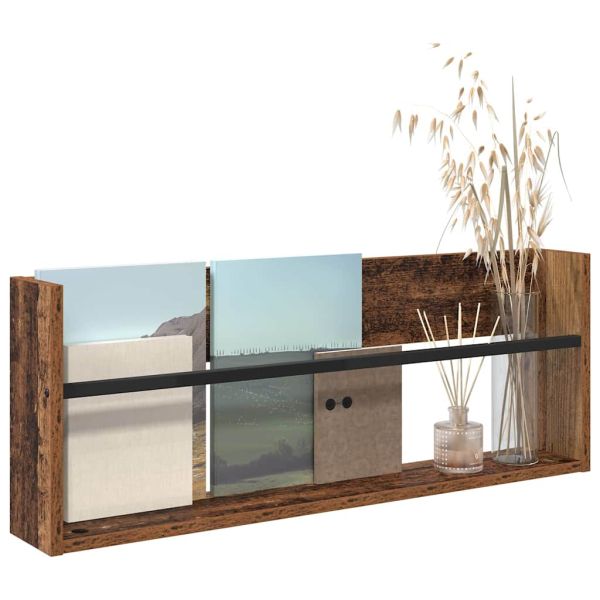 Етажерка за списания с рафт Старо дърво 80 x 12 x 30 см