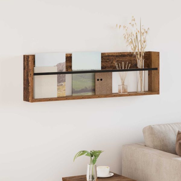 Етажерка за списания с рафт Старо дърво 100 x 12 x 30 см