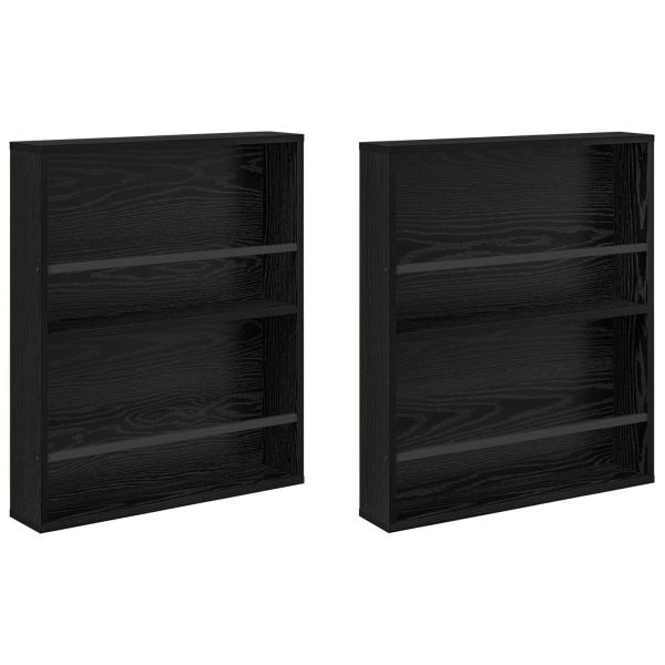 Етажерка за списания с рафт 2 pcs Черния дъб 60 x 12 x 70 см