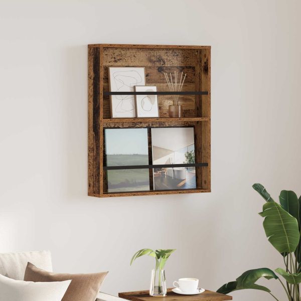 Етажерка за списания с рафт Старо дърво 60 x 12 x 70 см