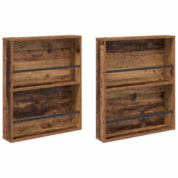 Етажерка за списания с рафт 2 pcs Старо дърво 60 x 12 x 70 см