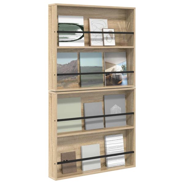 Етажерка за списания с рафт 2 pcs Сонома дъб 80 x 12 x 70 см