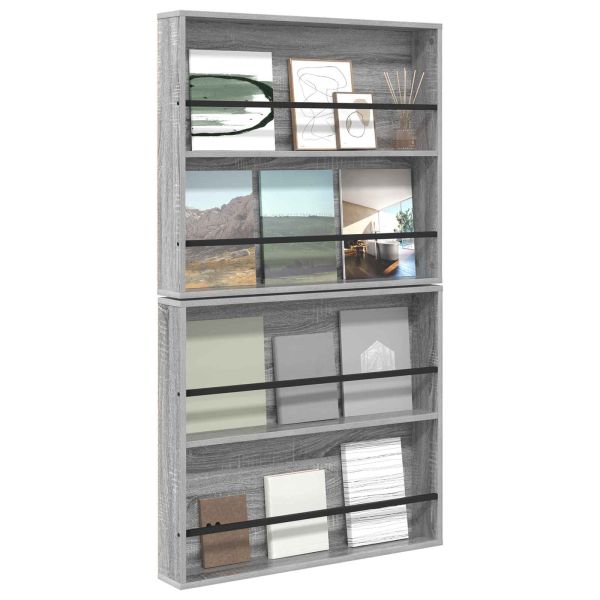 Етажерка за списания с рафт 2 pcs Сив Сонома 80 x 12 x 70 см