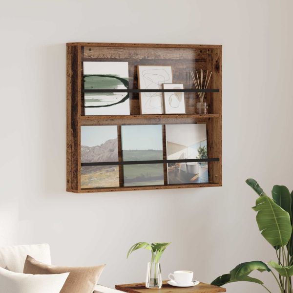 Етажерка за списания с рафт Старо дърво 80 x 12 x 70 см