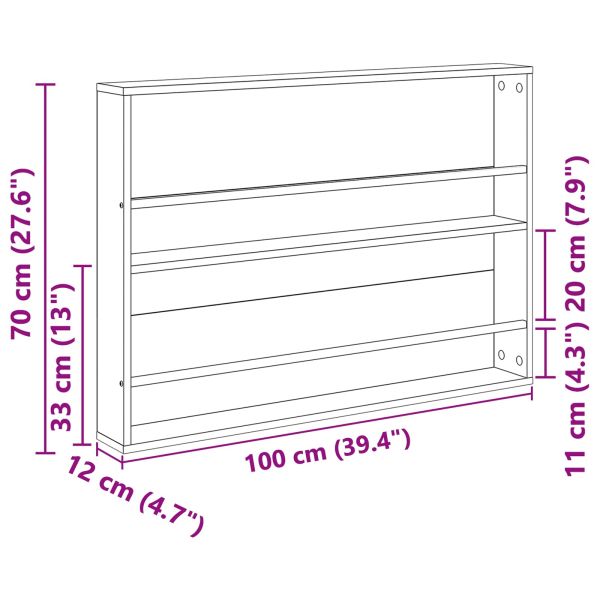 Етажерка за списания с рафт Старо дърво 100 x 12 x 70 см
