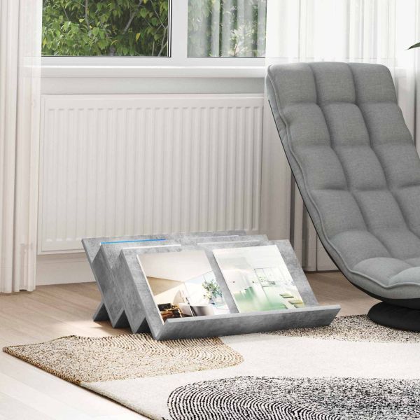 Етажерка за списания с рафт Бетоново сиво 65 x 53 x 28,5 см