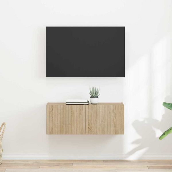 TV стенен шкаф 2 pcs Сонома 60 x 31 x 29.5 см Инженерно дърво
