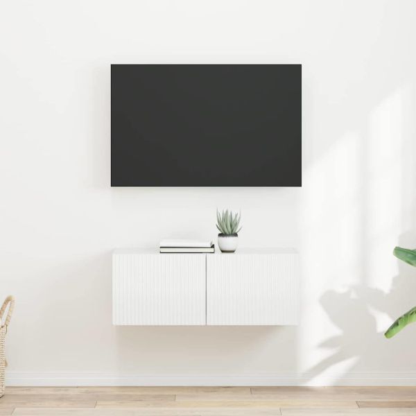 TV стенен шкаф 2 pcs Гланц бяло 60 x 31 x 29.5 см