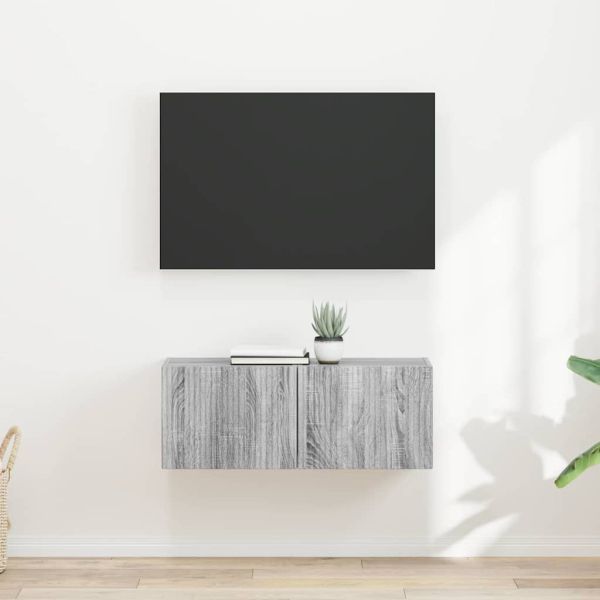 TV стенен шкаф 2 pcs Сив Сонома 60 x 31 x 29.5 см