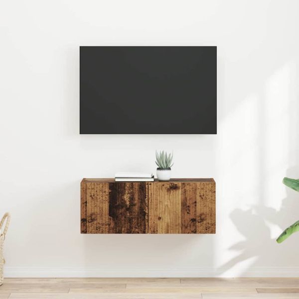 TV стенен шкаф 2 pcs Старо дърво 60 x 31 x 29.5 см