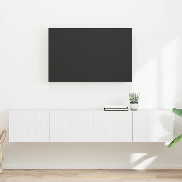 TV стенен шкаф 2 pcs Бяло 60 x 31 x 29.5 см Инженерно дърво