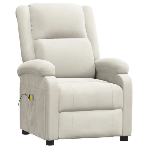 Електрически масажен стол, кремав, кадифе