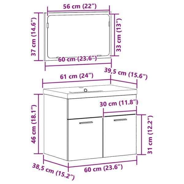 Комплект мебели за баня 3 pcs Старо дърво Инженерно дърво