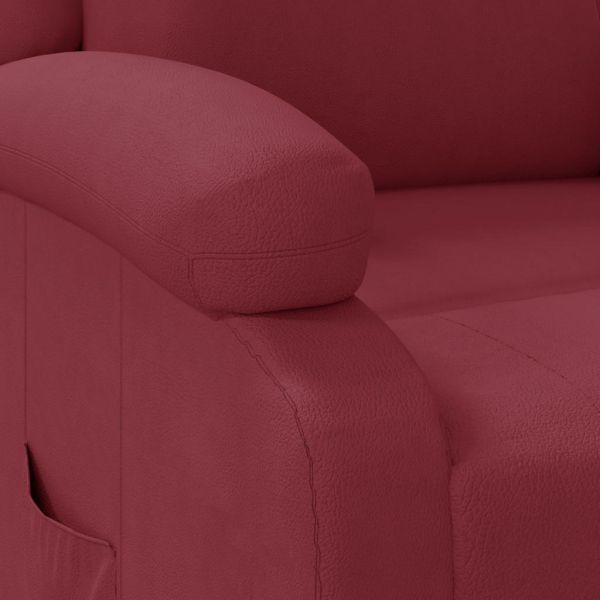 Реклайнер стол, виненочервен, изкуствена кожа