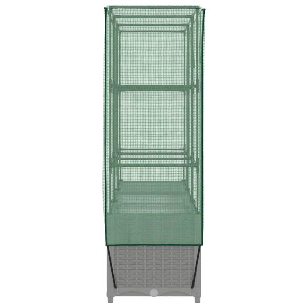 Повдигнато легло с оранжерия калъф, ратанов вид, 120x40x138 см