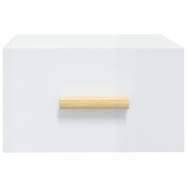 Нощно шкафче за стенен монтаж, бял гланц, 35x35x20 см