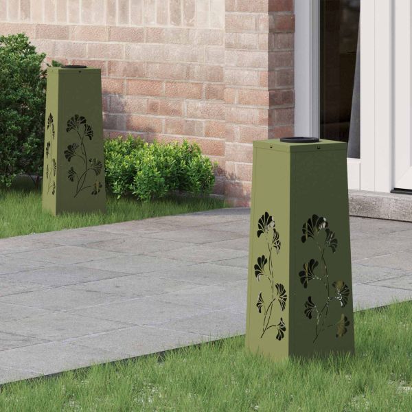 Соларна LED светлина за пътека 2 pcs Маслинено зелено