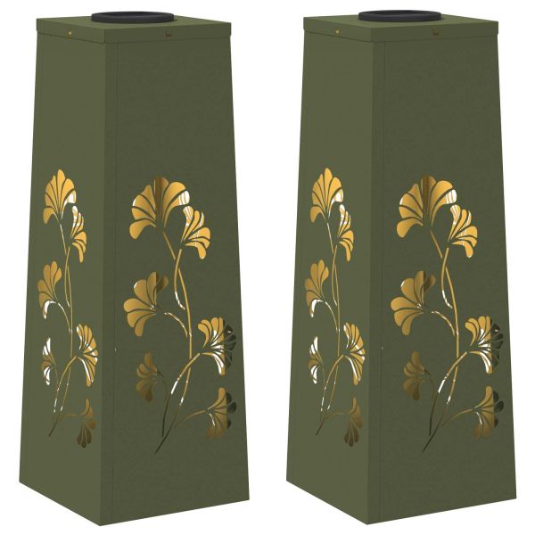 Соларна LED светлина за пътека 2 pcs Маслинено зелено