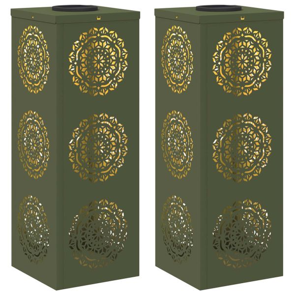 Соларна LED светлина за пътека 2 pcs Маслинено зелено