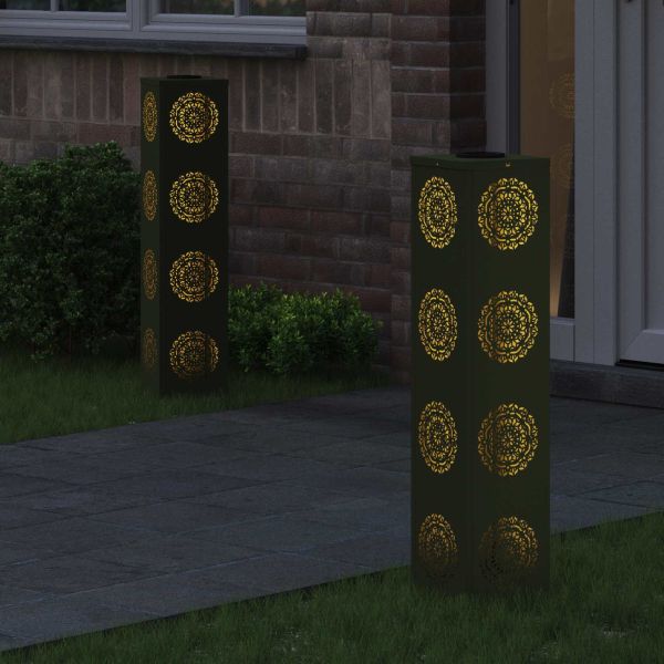 Соларна LED светлина за пътека 2 pcs Маслинено зелено