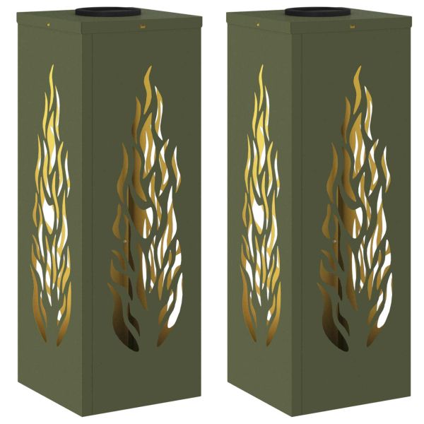 Соларна LED светлина за пътека 2 pcs Маслинено зелено