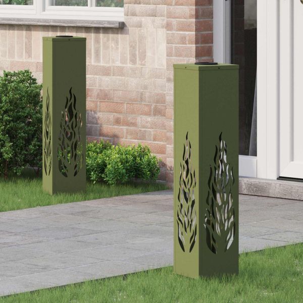 Соларна LED светлина за пътека 2 pcs Маслинено зелено