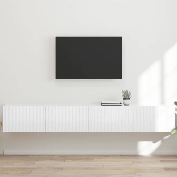 TV стенен шкаф 2 pcs Гланц бяло 60 x 31 x 29.5 см