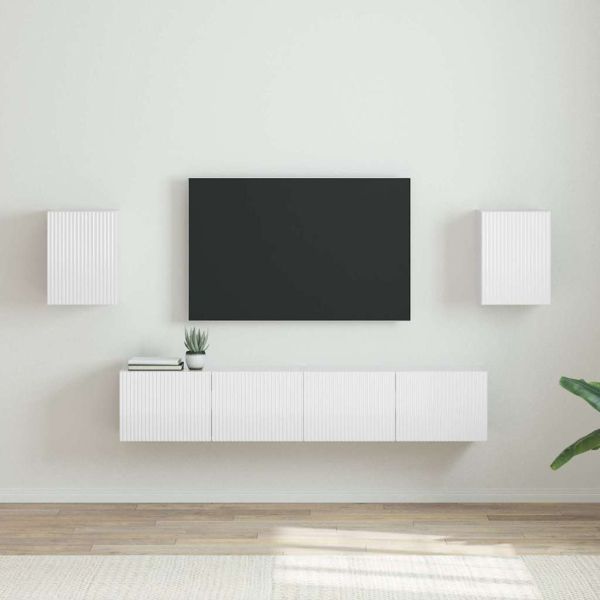 TV стенен шкаф 2 pcs Гланц бяло 30 x 31 x 40 см Инженерно дърво