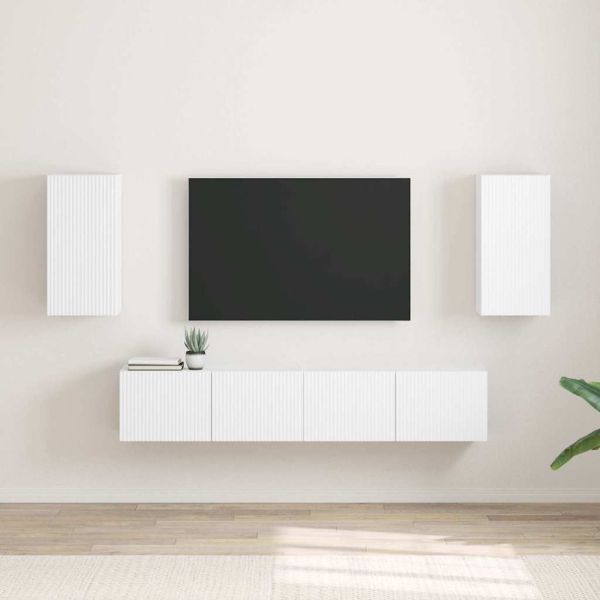 TV стенен шкаф 2 pcs Бяло 30 x 31 x 60 см Инженерно дърво