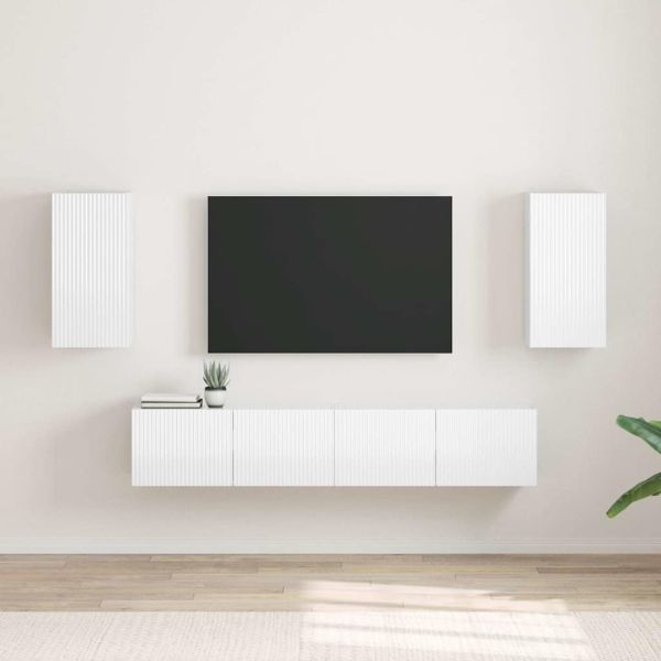 TV стенен шкаф 2 pcs Гланц бяло 30 x 31 x 60 см Инженерно дърво