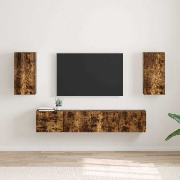 TV стенен шкаф 2 pcs Димян дъб 30 x 31 x 60 см Инженерно дърво