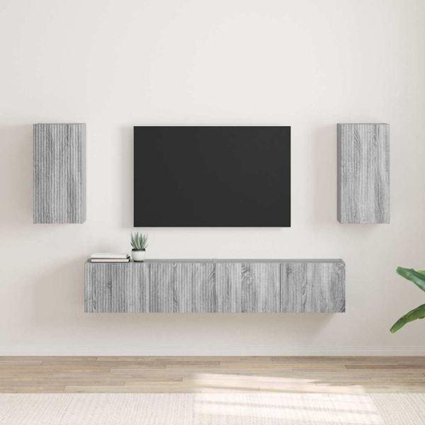 TV стенен шкаф 2 pcs Сив Сонома 30 x 31 x 60 см Инженерно дърво