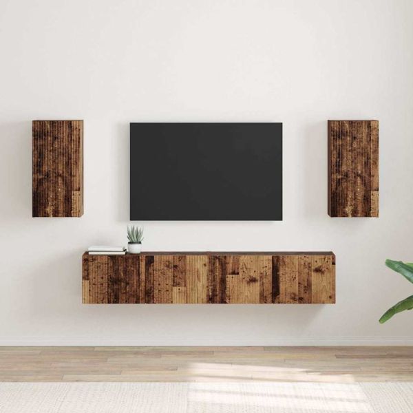 TV стенен шкаф 2 pcs Старо дърво 30 x 31 x 60 см
