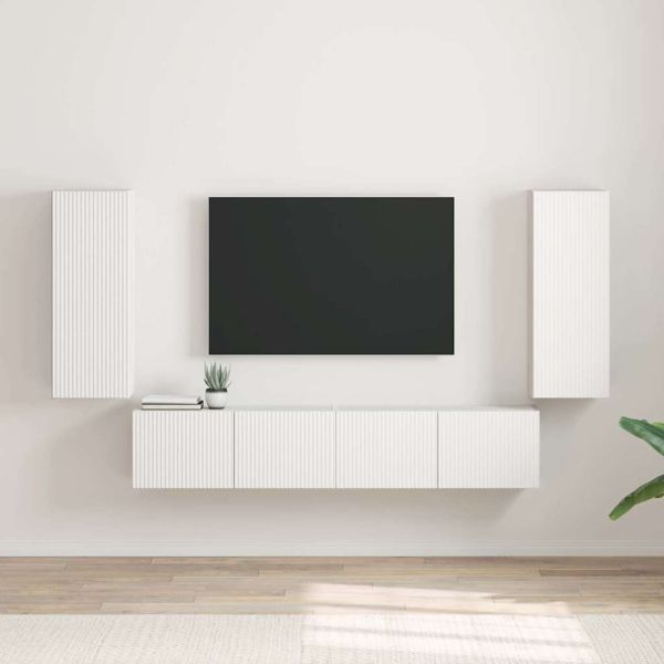 TV стенен шкаф 2 pcs Бяло 30 x 31 x 80 см Инженерно дърво
