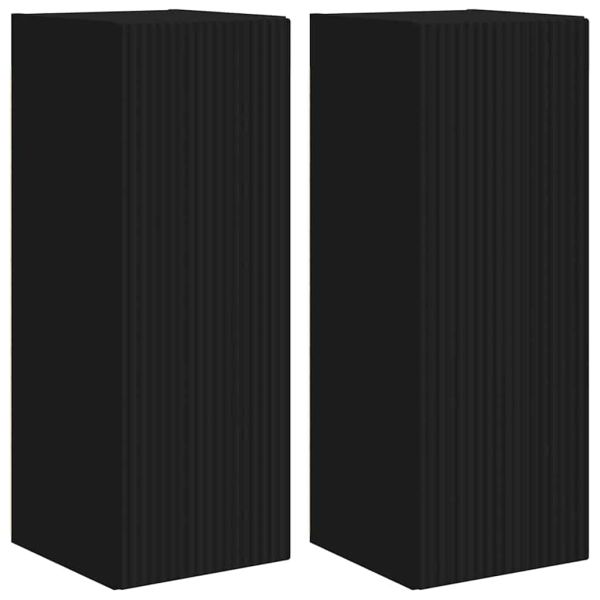 TV стенен шкаф 2 pcs Черно 30 x 31 x 80 см Инженерно дърво