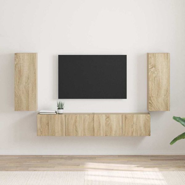 TV стенен шкаф 2 pcs Сонома 30 x 31 x 80 см Инженерно дърво