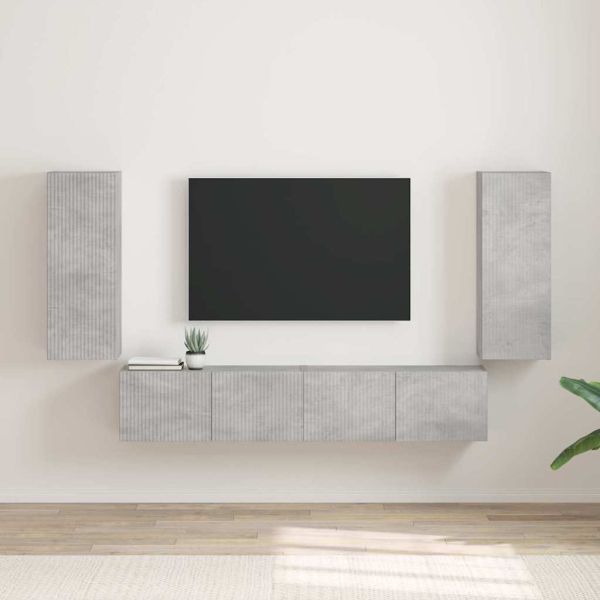 TV стенен шкаф 2 pcs Бетон 30 x 31 x 80 см Инженерно дърво
